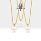 Bridal Jewelry Set of Pearl Earrings and Necklace Set in 14K Solid Gold Jewelry Set with Single Natural Pearl | LS00013P