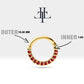 Dizi Yakutlu Halka Piercing, 10-12 MM , 1.2 MM, 14K Sarı-Beyaz-Kırmızı Altın | LC00002R