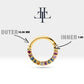 Dizi Renkli Safirli Halka Piercing, 10-12 MM , 1.2 MM, 14K Sarı-Beyaz-Kırmızı Altın | LC00002MS