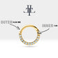 Dizi Pırlantalı Halka Piercing, 10-12 MM , 1.2 MM, 14K Sarı-Beyaz-Kırmızı Altın | LC00002D