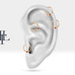 Altı Köşeli Yıldız Yakutlu Halka Piercing, 12 MM , 1.2 MM, 14K Sarı-Beyaz-Kırmızı Altın | LC00037R