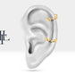 Yaprak Motifli Safirli Halka Piercing, 12 MM, 1.2 MM, 14K Sarı-Beyaz-Kırmızı Altın | LC00004S
