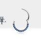 Dizi Safirli Halka Piercing, 10-12 MM , 1.2 MM, 14K Sarı-Beyaz-Kırmızı Altın | LC00002S