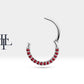 Dizi Yakutlu Halka Piercing, 10-12 MM , 1.2 MM, 14K Sarı-Beyaz-Kırmızı Altın | LC00002R