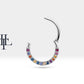 Dizi Renkli Safirli Halka Piercing, 10-12 MM , 1.2 MM, 14K Sarı-Beyaz-Kırmızı Altın | LC00002MS