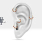 Bezeme Yakutlu Halka Piercing, 13 MM , 1.2 MM, 14K Sarı-Beyaz-Kırmızı Altın | LC00009R