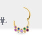 Dağınık Renkli Safirli Halka Piercing, 10-12 MM , 1.2 MM, 14K Sarı-Beyaz-Kırmızı Altın | LC00001MS