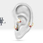 İkili Markiz Yakut ve Pırlantalı Halka Piercing, 10 MM , 1.2 MM, 14K Sarı-Beyaz-Kırmızı Altın | LC00025RD
