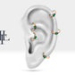 Damla Zümrüt Halka Piercing Küpe, 12 MM , 1.2 MM, 14K Sarı-Beyaz-Kırmızı Altın | LE00008E