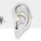 Yılanlı Yakutlu Halka Piercing, 12 MM , 1.2 MM, 14K Sarı-Beyaz-Kırmızı Altın | LC00014R