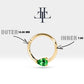 Damla Zümrütlü Halka Piercing, 10-12 MM , 1.2 MM, 14K Sarı-Beyaz-Kırmızı Altın | LC00027E