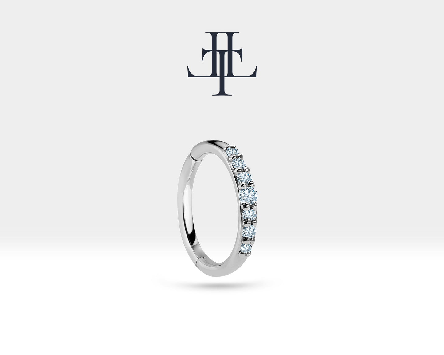 Dizi Pırlantalı Halka Piercing, 12 MM , 1.2 MM, 14K Sarı-Beyaz-Kırmızı Altın | LC00044D