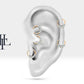 Beş Taşlı Pırlantalı Halka Piercing, 12 MM , 1.2 MM, 14K Sarı-Beyaz-Kırmızı Altın | LC00020D