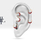 Beş Taşlı Yakutlu Halka Piercing, 12 MM , 1.2 MM, 14K Sarı-Beyaz-Kırmızı Altın | LC00020R
