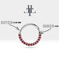 Dizi Yakutlu Halka Piercing, 10-12 MM , 1.2 MM, 14K Sarı-Beyaz-Kırmızı Altın | LC00002R