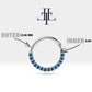 Dizi Safirli Halka Piercing, 10-12 MM , 1.2 MM, 14K Sarı-Beyaz-Kırmızı Altın | LC00002S