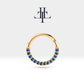 Dizi Safirli Halka Piercing, 10-12 MM , 1.2 MM, 14K Sarı-Beyaz-Kırmızı Altın | LC00002S