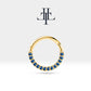 Dizi Safirli Halka Piercing, 10-12 MM , 1.2 MM, 14K Sarı-Beyaz-Kırmızı Altın | LC00002S