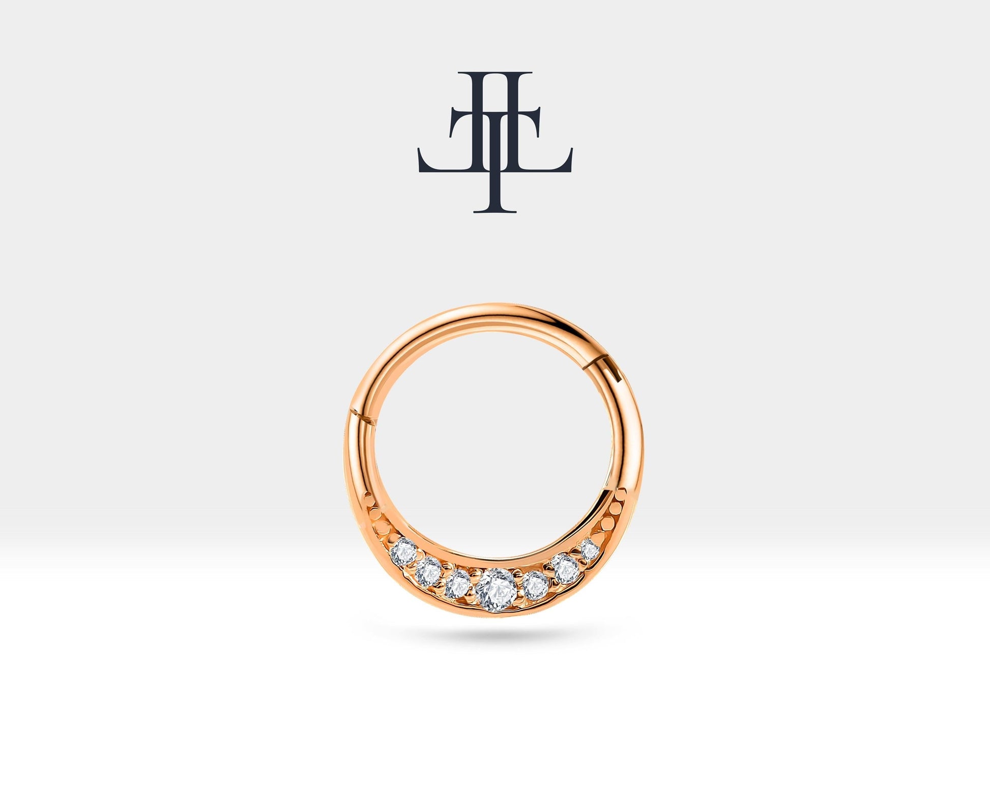 14K Solid Yellow Gold Hoop Clicker Piercing Cartilage Diamond