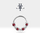 Bezeme Yakutlu Halka Piercing, 13 MM , 1.2 MM, 14K Sarı-Beyaz-Kırmızı Altın | LC00009R