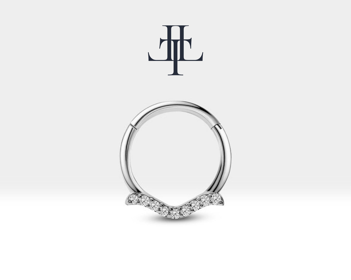 Martı Pırlantalı Halka Piercing, 12 MM , 1.2 MM, 14K Sarı-Beyaz-Kırmızı Altın | LC00029D