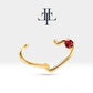 Tek Taş Kalp Yakutlu Halka Piercing, 13 MM , 1.2 MM, 14K Sarı-Beyaz-Kırmızı Altın | LC00010R