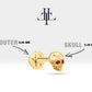 Yakutlu Kuru Kafa Piercing, 8 MM , 1.2 MM, 14K Sarı-Beyaz-Kırmızı Altın | LP00011R