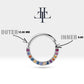 Dizi Renkli Safirli Halka Piercing, 10-12 MM , 1.2 MM, 14K Sarı-Beyaz-Kırmızı Altın | LC00002MS