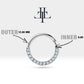 Dizi Pırlantalı Halka Piercing, 10-12 MM , 1.2 MM, 14K Sarı-Beyaz-Kırmızı Altın | LC00002D