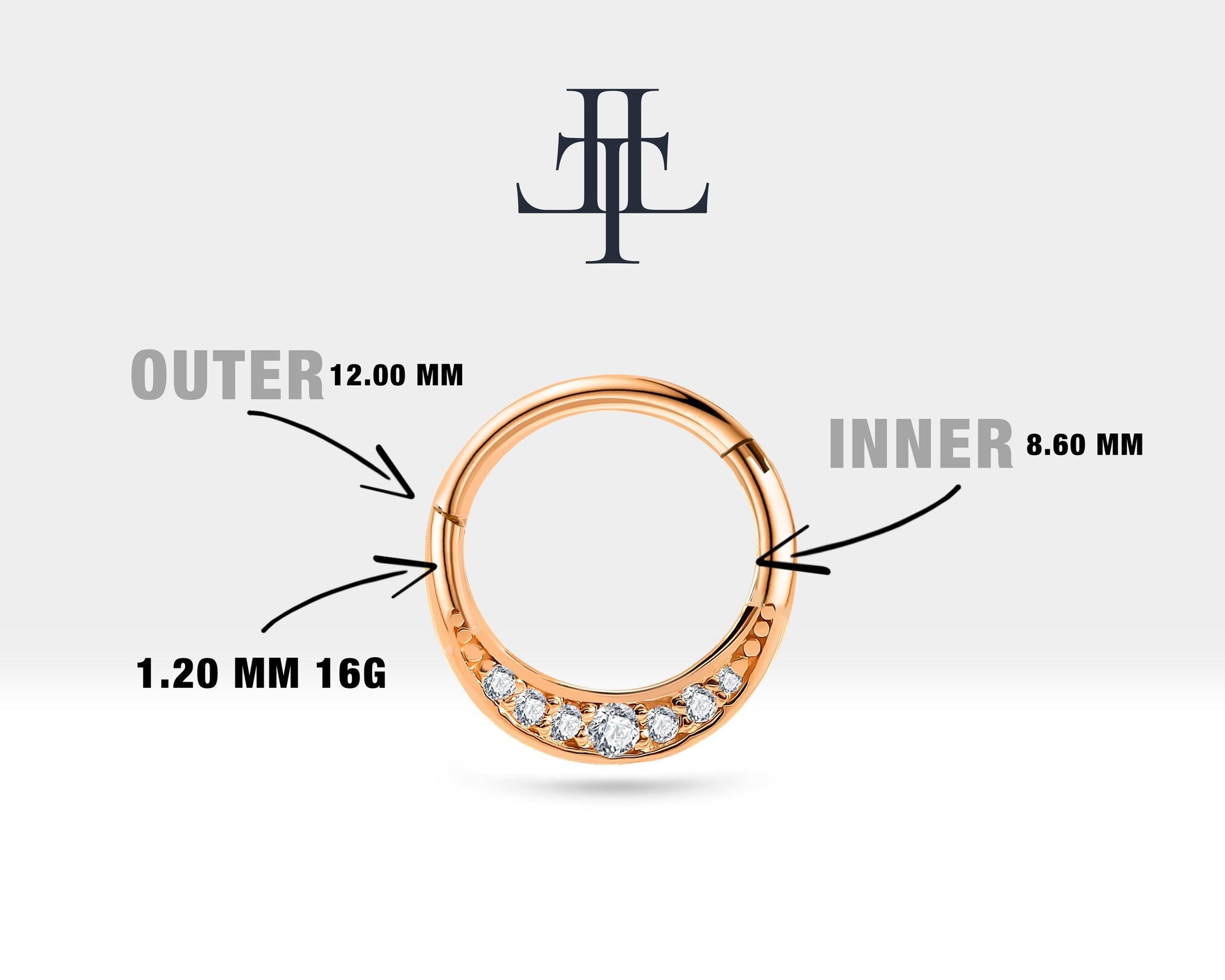 14K Solid Yellow Gold Hoop Clicker Piercing Cartilage Diamond