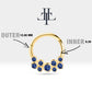 Dağınık Safirli Halka Piercing, 10-12 MM , 1.2 MM, 14K Sarı-Beyaz-Kırmızı Altın | LC00001S
