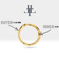 Yaprak Motifli Yakutlu Halka Piercing, 12 MM, 1.2 MM, 14K Sarı-Beyaz-Kırmızı Altın | LC00004R