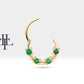 Bezeme Zümrütlü Halka Piercing, 13 MM , 1.2 MM, 14K Sarı-Beyaz-Kırmızı Altın | LC00009E