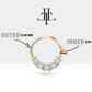 Beş Taşlı Pırlantalı Halka Piercing, 12 MM , 1.2 MM, 14K Sarı-Beyaz-Kırmızı Altın | LC00020D