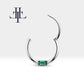 Baget Zümrütlü Halka Piercing, 10-12 MM , 1.2 MM, 14K Sarı-Beyaz-Kırmızı Altın | LC00016E