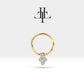 Asma Pırlantalı Halka Piercing, 10-12 MM , 1.2 MM, 14K Sarı-Beyaz-Kırmızı Altın | LC00013D