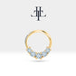 Beş Taşlı Pırlantalı Halka Piercing, 12 MM , 1.2 MM, 14K Sarı-Beyaz-Kırmızı Altın | LC00020D