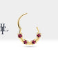 Bezeme Yakutlu Halka Piercing, 13 MM , 1.2 MM, 14K Sarı-Beyaz-Kırmızı Altın | LC00009R