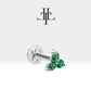 Üçlü Yeşil Garnet Piercing, 8 MM , 1.2 MM, 14K Sarı-Beyaz-Kırmızı Altın | LP00021G