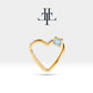 Tek Taş Kalp Pırlantalı Halka Piercing, 13 MM , 1.2 MM, 14K Sarı-Beyaz-Kırmızı Altın | LC00010D