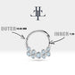Dağınık Pırlanta Halka Piercing, 10-12 MM , 1.2 MM, 14K Sarı-Beyaz-Kırmızı Altın | LC00001D