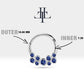Dağınık Safirli Halka Piercing, 10-12 MM , 1.2 MM, 14K Sarı-Beyaz-Kırmızı Altın | LC00001S
