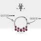 Dağınık Yakutlu Halka Piercing, 10-12 MM , 1.2 MM, 14K Sarı-Beyaz-Kırmızı Altın | LC00001R