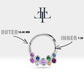 Dağınık Renkli Safirli Halka Piercing, 10-12 MM , 1.2 MM, 14K Sarı-Beyaz-Kırmızı Altın | LC00001MS