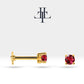 Tek Taş Yakut Piercing, 8 MM , 1.2 MM, 14K Sarı-Beyaz-Kırmızı Altın | LP00018R