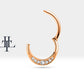 14K Solid Yellow Gold Hoop Clicker Piercing Cartilage Diamond