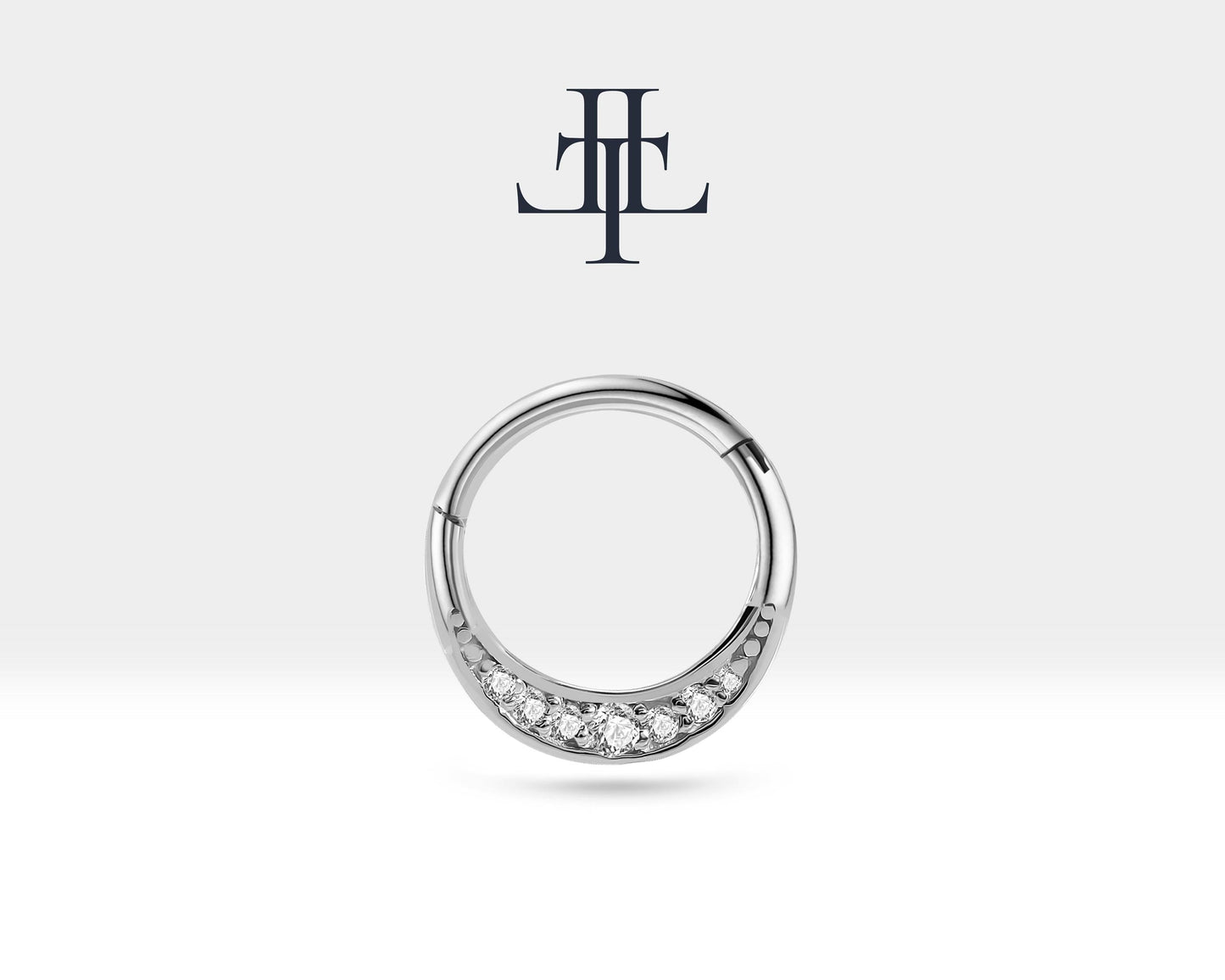 14K Solid Yellow Gold Hoop Clicker Piercing Cartilage Diamond