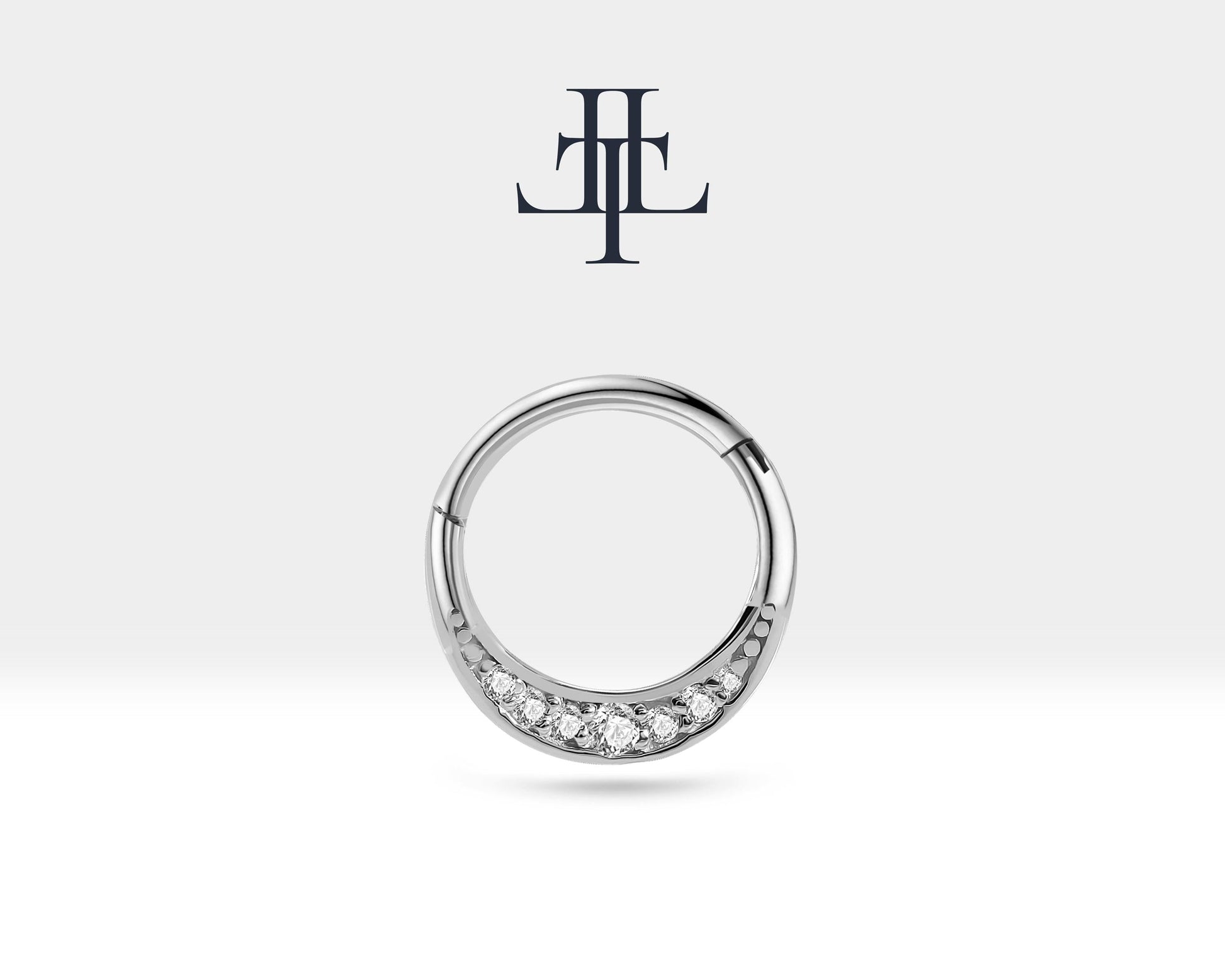 14K Solid Yellow Gold Hoop Clicker Piercing Cartilage Diamond