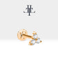 Üçlü Pırlanta Piercing, 8 MM , 1.2 MM, 14K Sarı-Beyaz-Kırmızı Altın | LP00021D