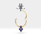 Asma Safirli Halka Piercing, 10-12 MM , 1.2 MM, 14K Sarı-Beyaz-Kırmızı Altın | LC00013S